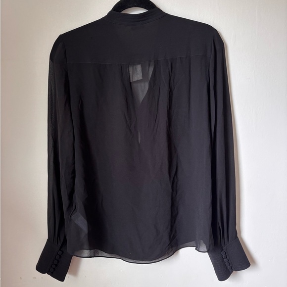 J. Crew  Womens M Black Silk Blouse Top Button Cuff Vintage Deadstock - Picture 8 of 12